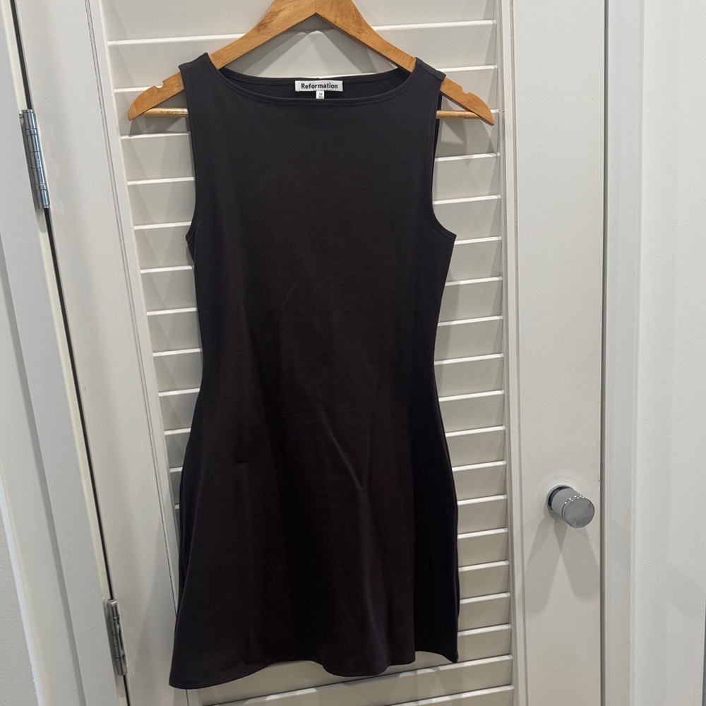 Reformation Brown Stretch Cotton Mini Dress